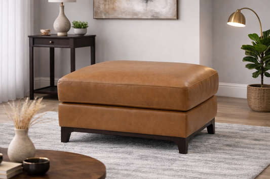Hartford Footstool In Leather available at Sofa Emporium Retford