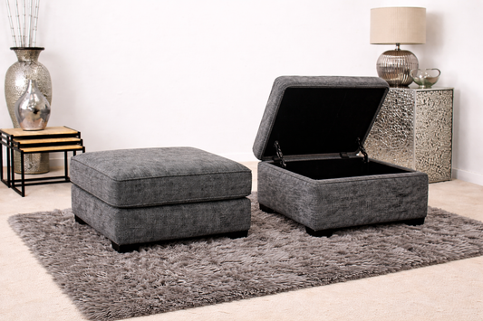 Chicago Storage Footstool In Grey Available at Sofa Emporium Retford