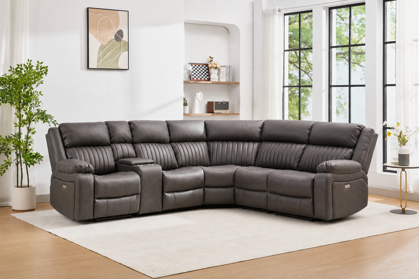 Avalon Tech Electric Recliner Corner Sofa In Charcoal