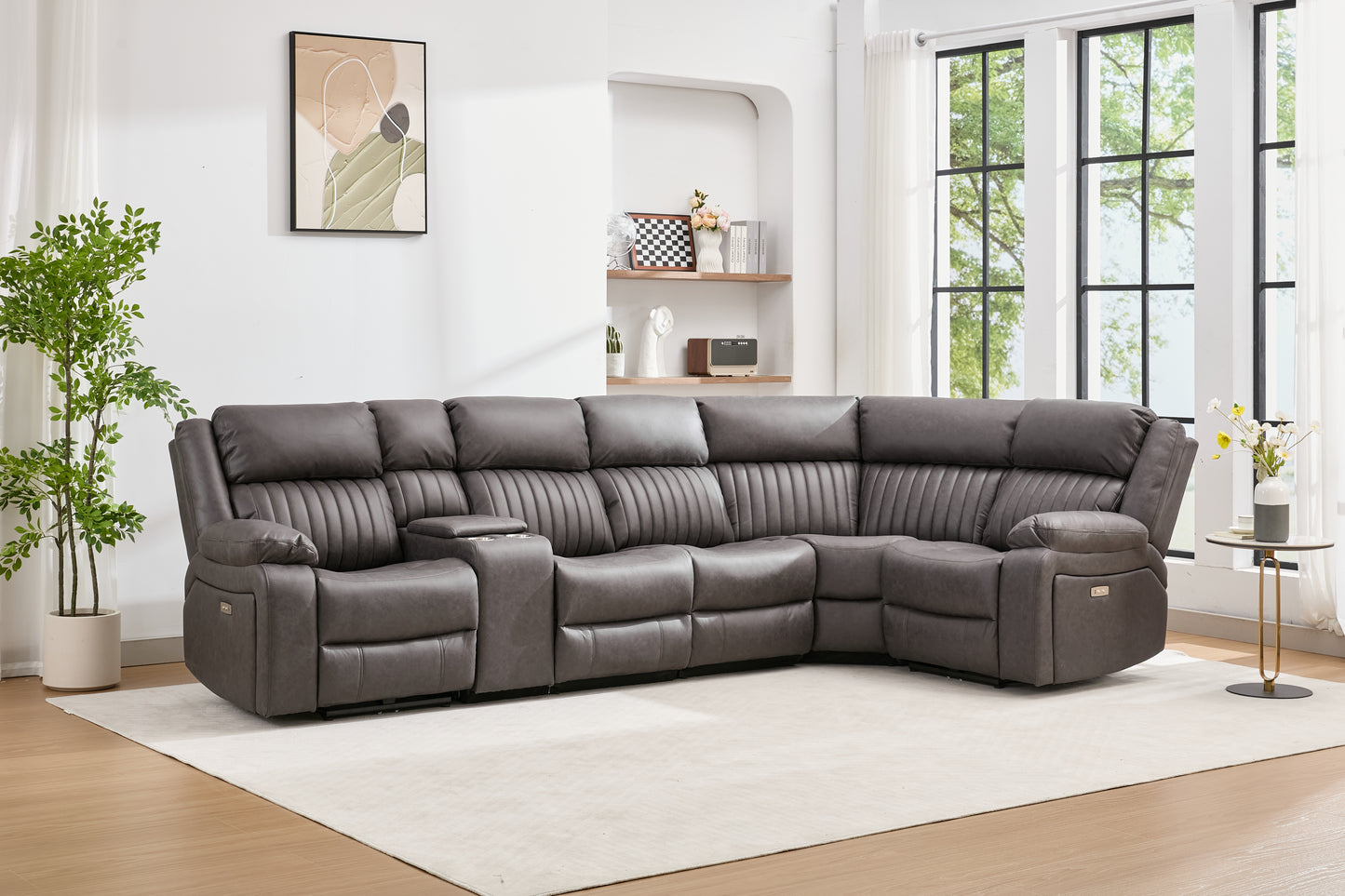 Avalon Tech Electric Recliner Corner Sofa In Charcoal