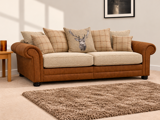 Darwin 4 Seater Sofa In Sultan Oatmeal - Pillow/Formal Back