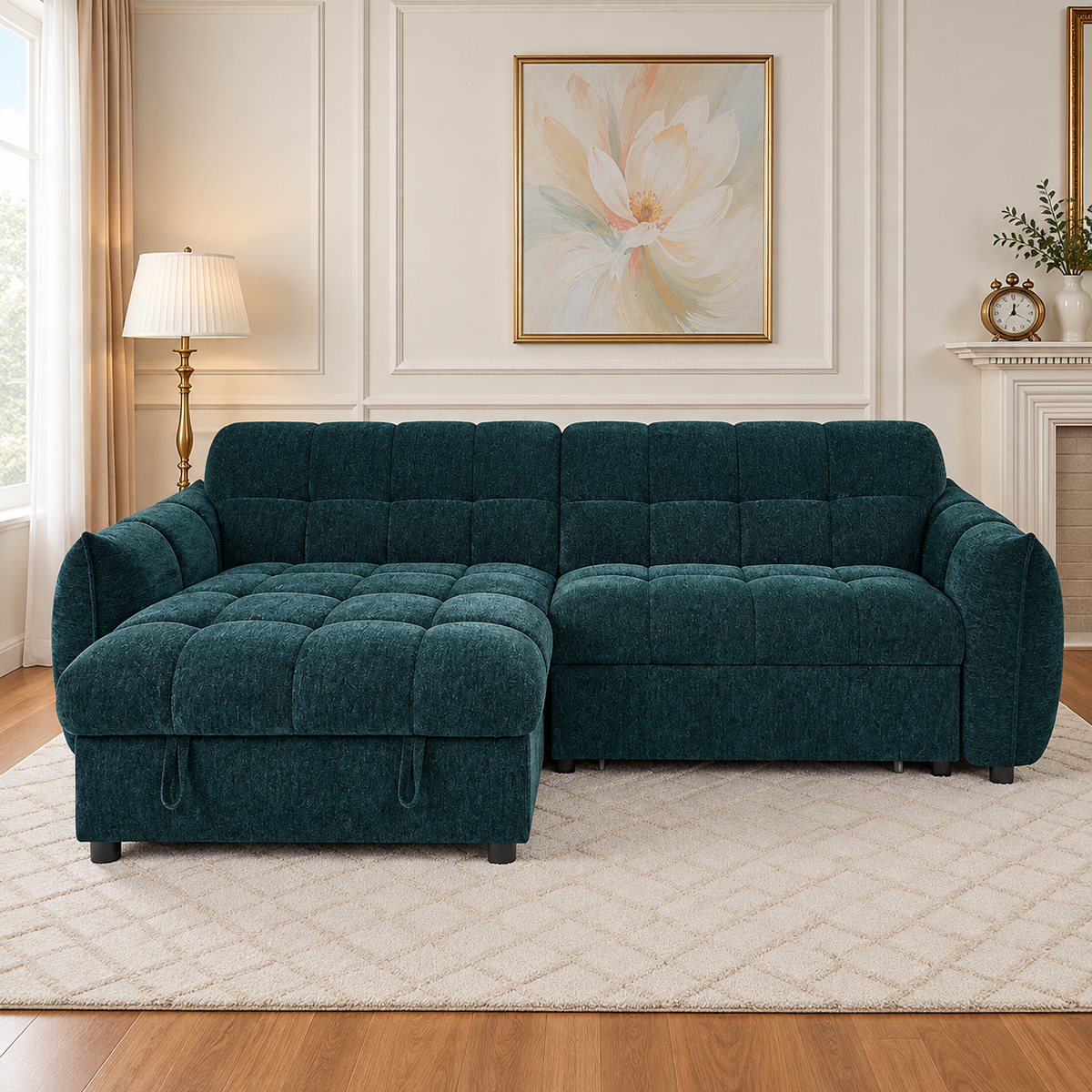 Florida Corner Sofa Bed In Teal