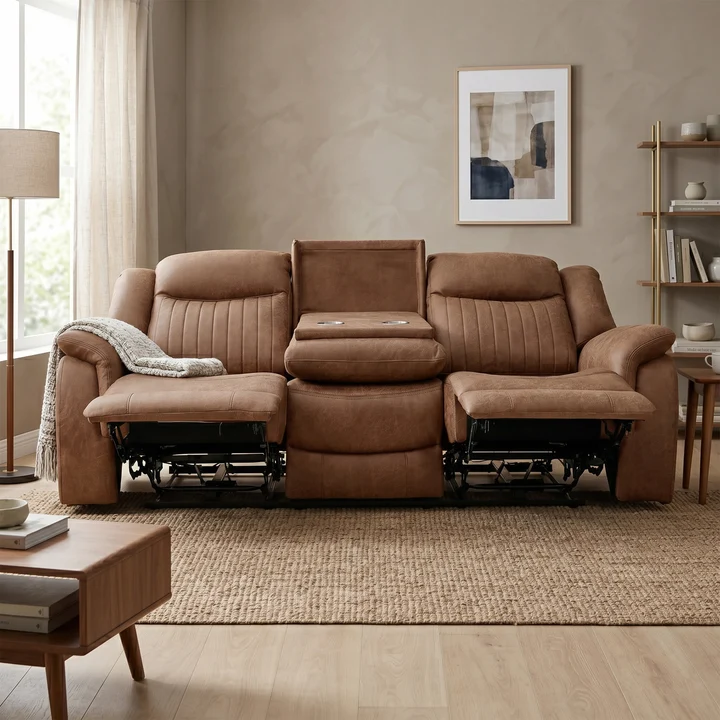 Darlington Fabric Power Recliner 3 Seater In Tan