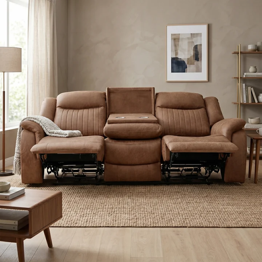 Darlington Fabric Power Recliner 3 Seater In Tan