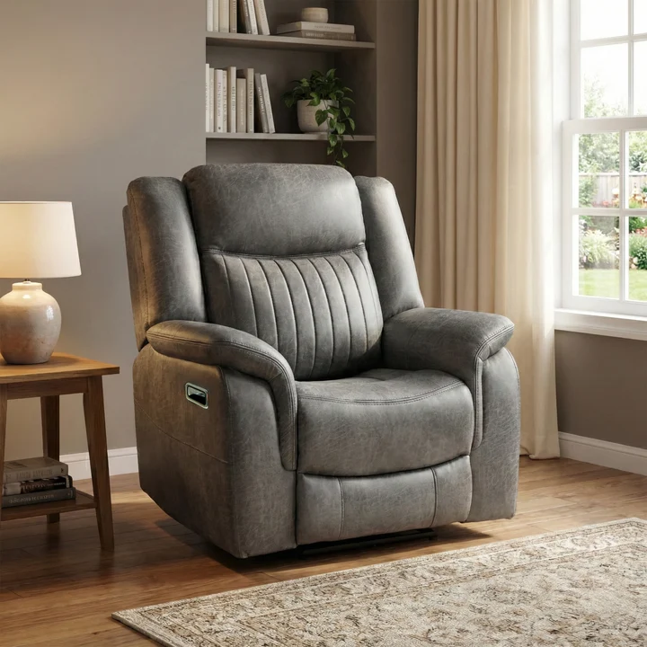 Darlington Manual Recliner Armchair In Grey