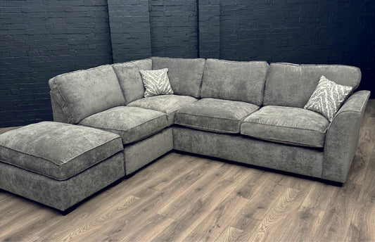 Dorchester Left Hand Formal Back Chaise Corner Sofa In Kensington Grey