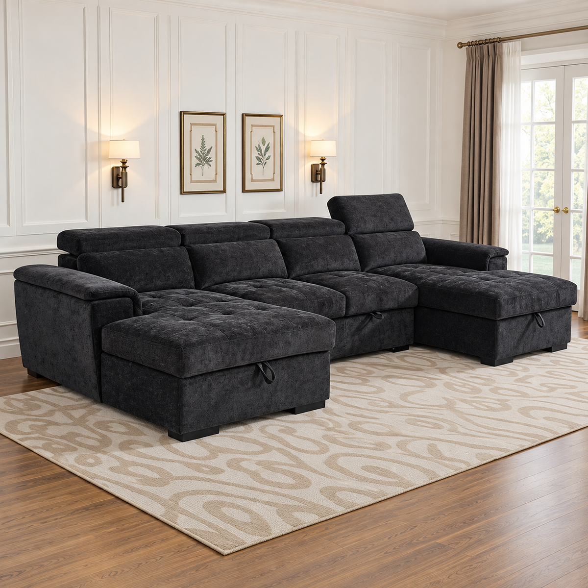 Atlantis U Shape Corner Sofabed In Black