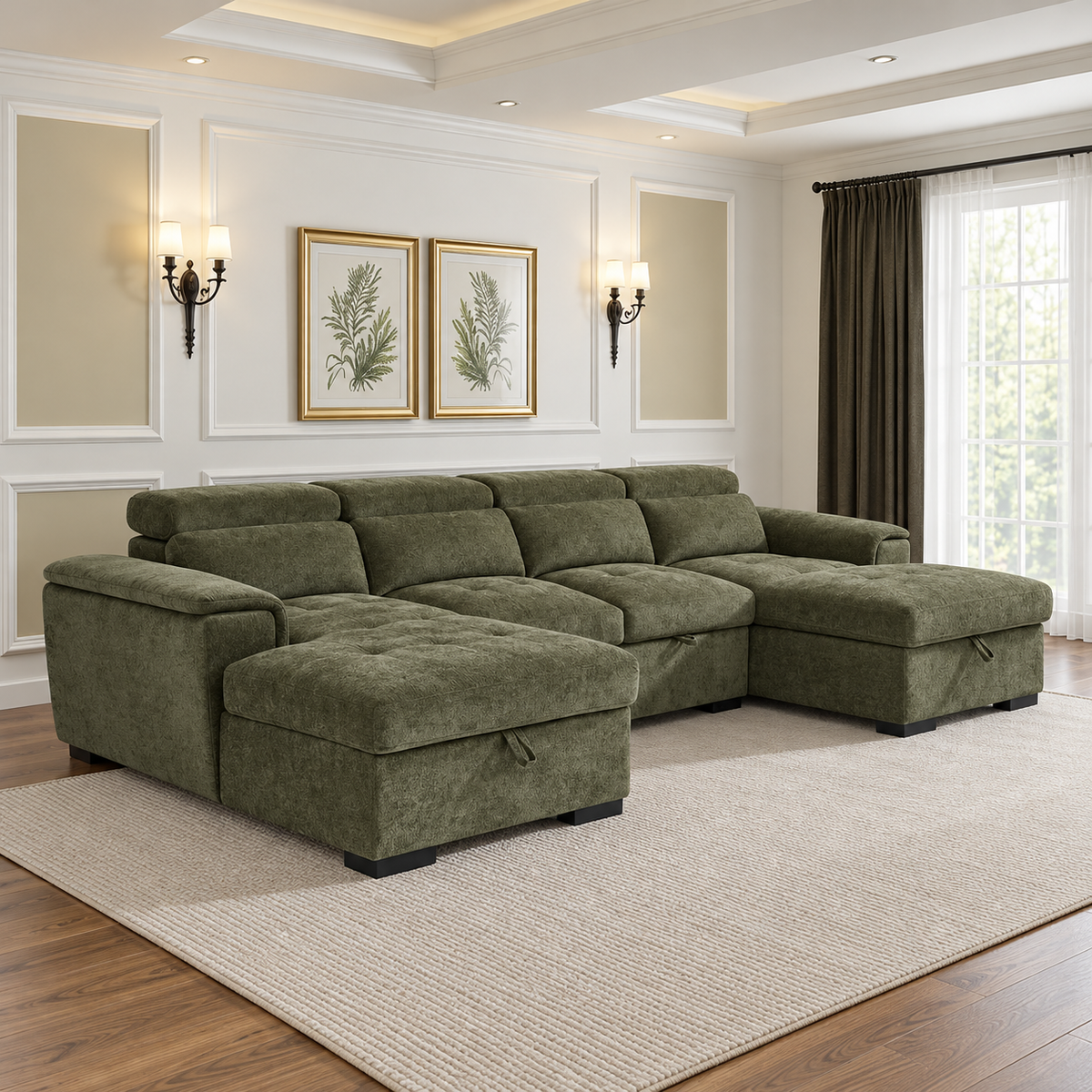 Atlantis U Shape Corner Sofa Bed In Green