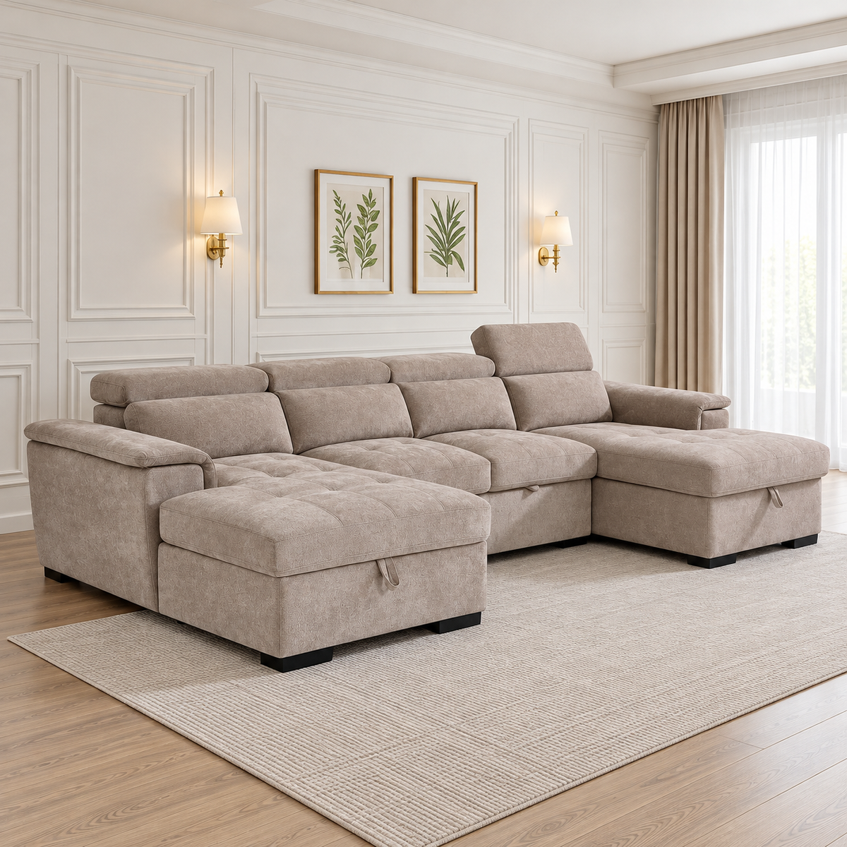 Atlantis U Shape Corner Sofabed In Beige