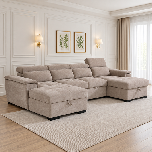 Atlantis U Shape Corner Sofabed In Beige