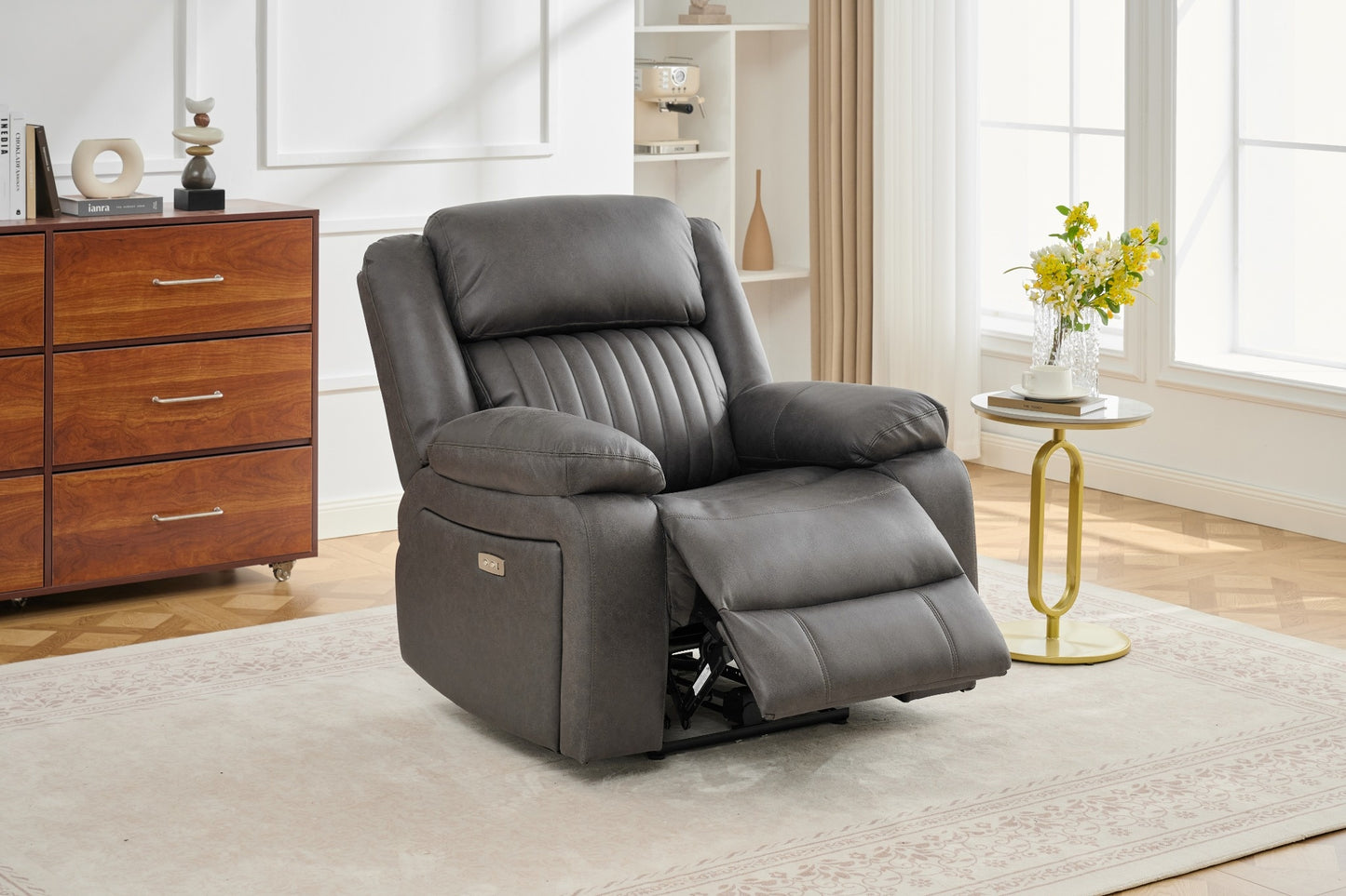 Avalon Tech Electric Recliner Armchair In Charcoal