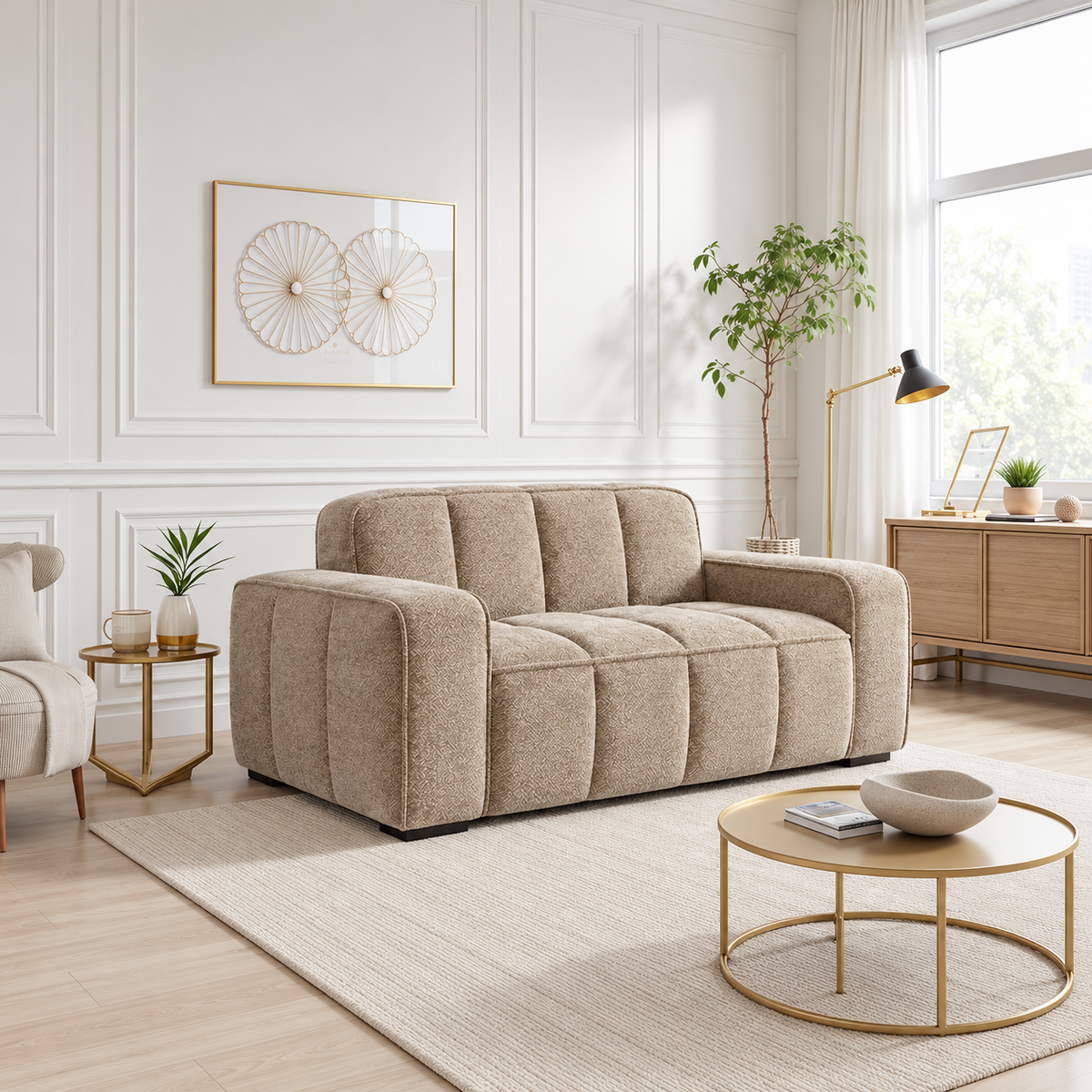 Eiffel 2 Seater Sofa In Beige