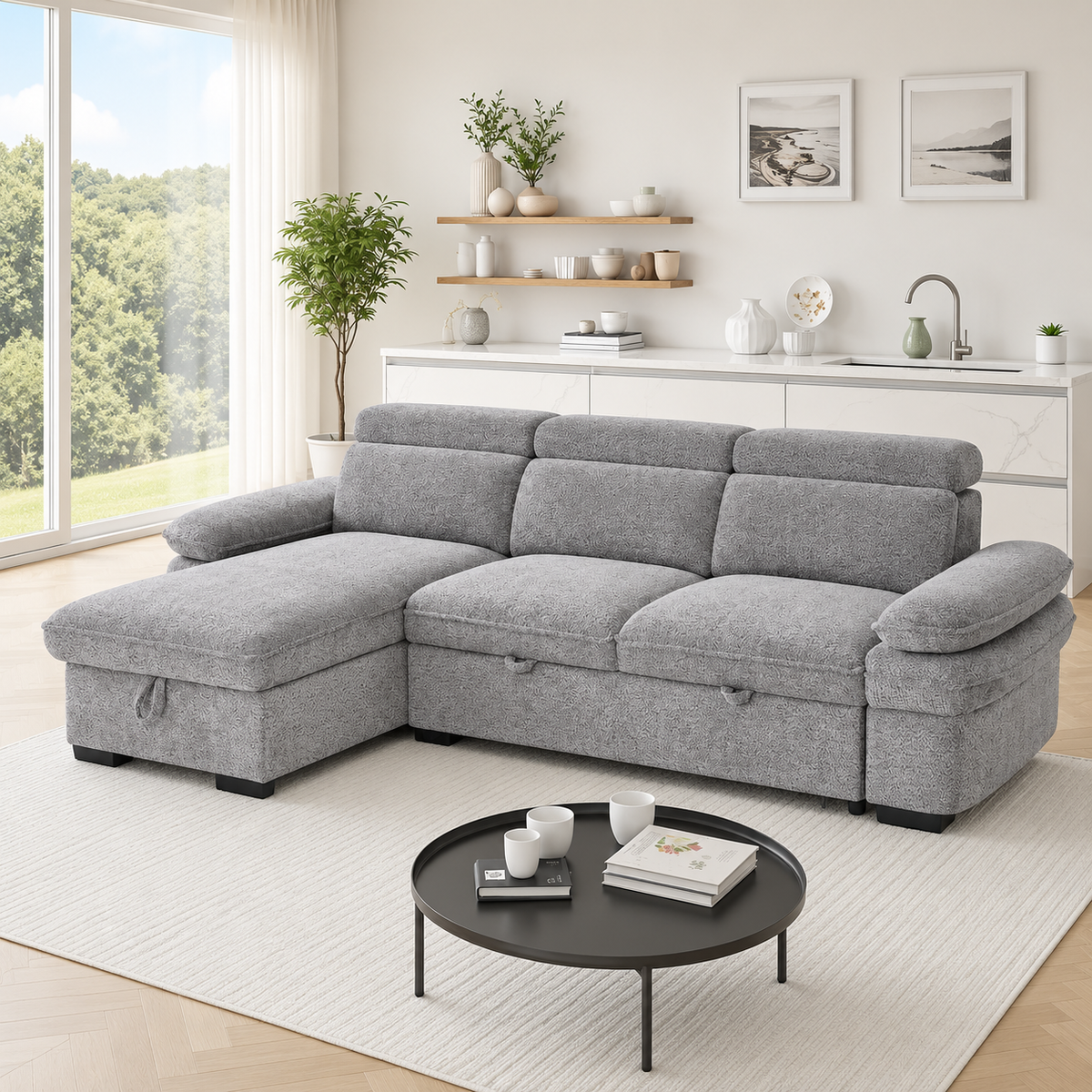 New York Universal Corner Sofabed In Grey