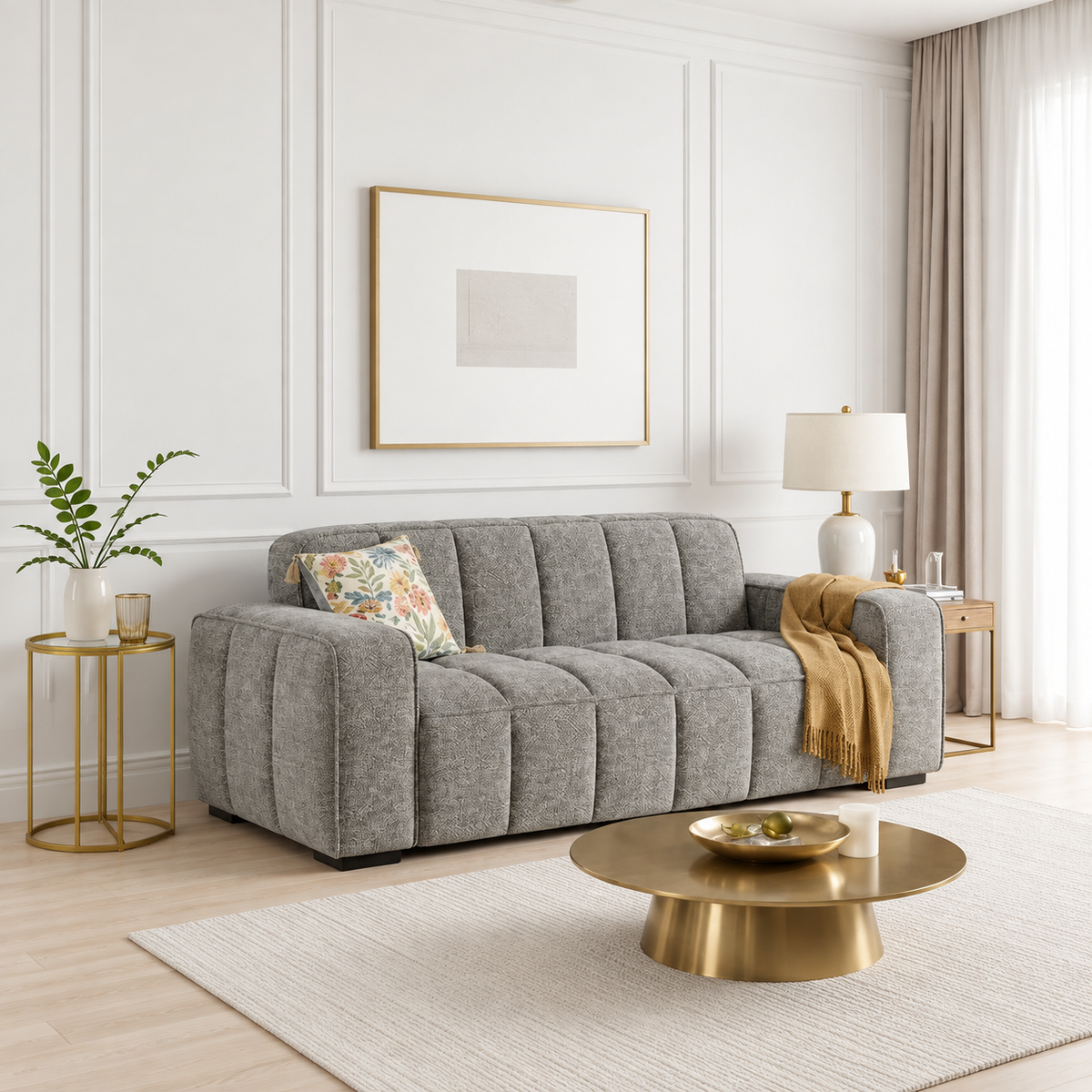 Eiffel 3 Seater Sofa In Grey