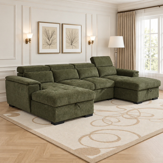 Atlantis U Shape Corner Sofa Bed In Green