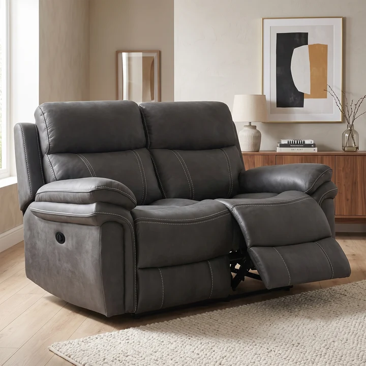 Richmond Fabric 2 Seater Electric Recliner In Charcoal