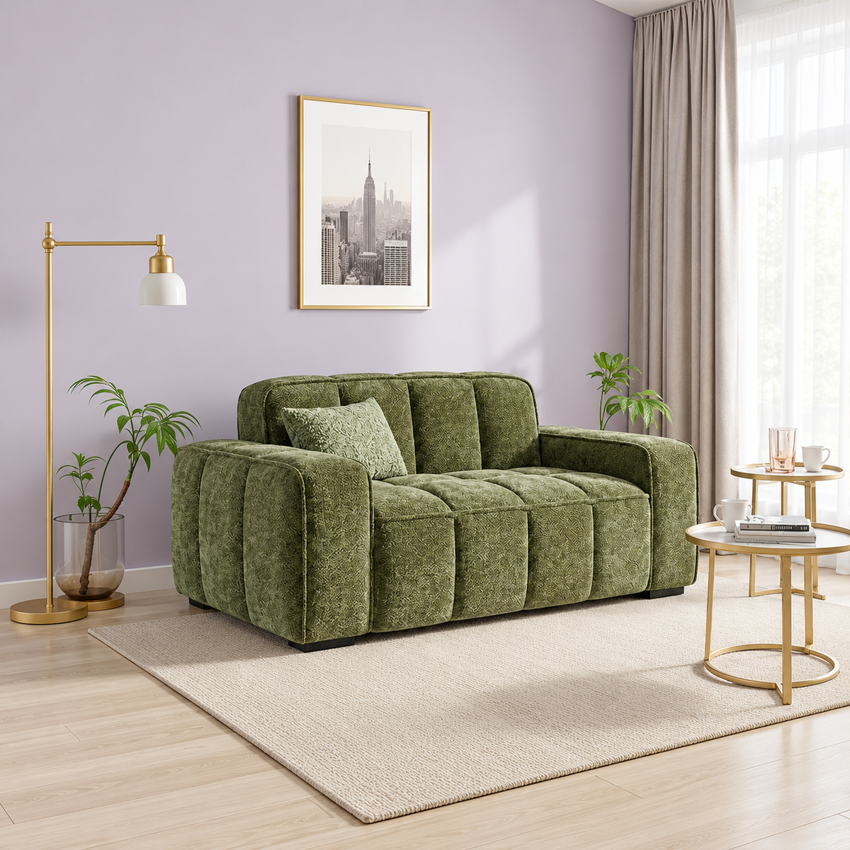 Eiffel 2 Seater Sofa In Olive