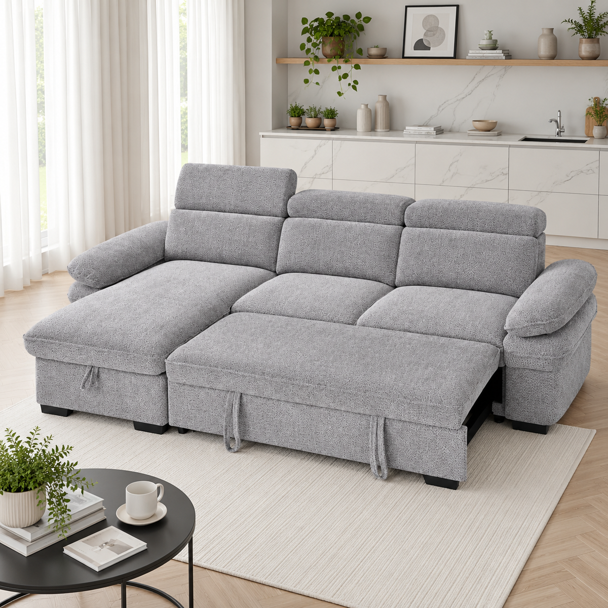 New York Universal Corner Sofabed In Grey