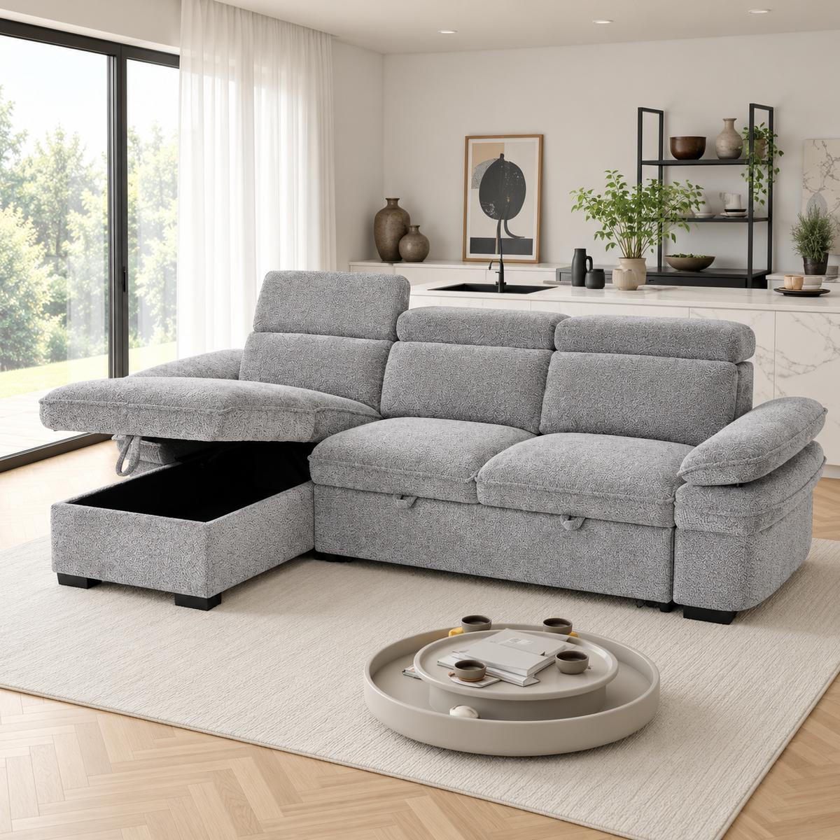 New York Universal Corner Sofabed In Grey