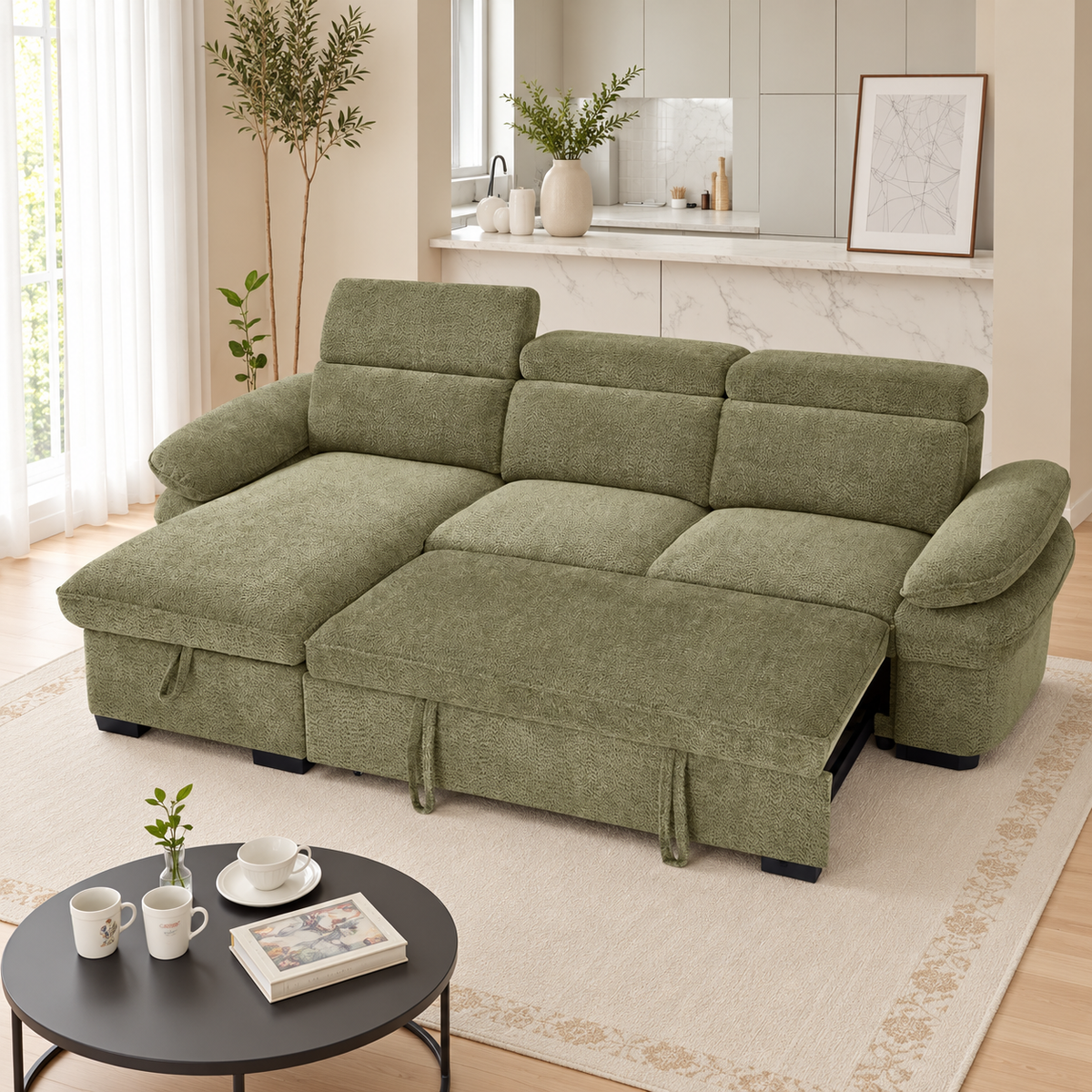 New York Universal Corner Sofabed In Green