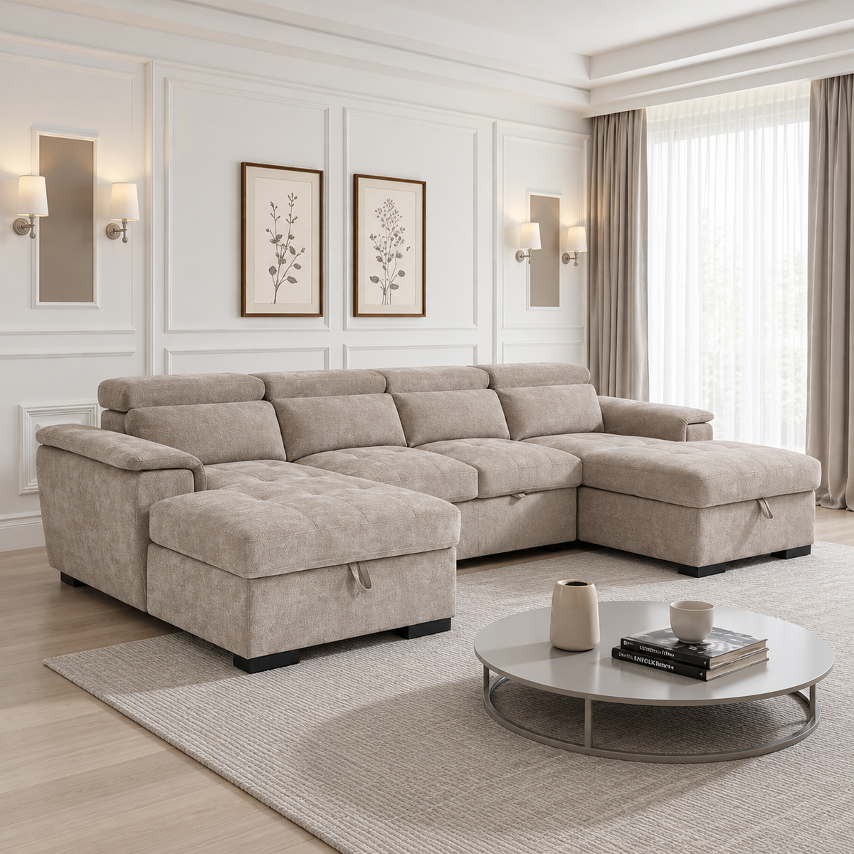 Atlantis U Shape Corner Sofabed In Beige