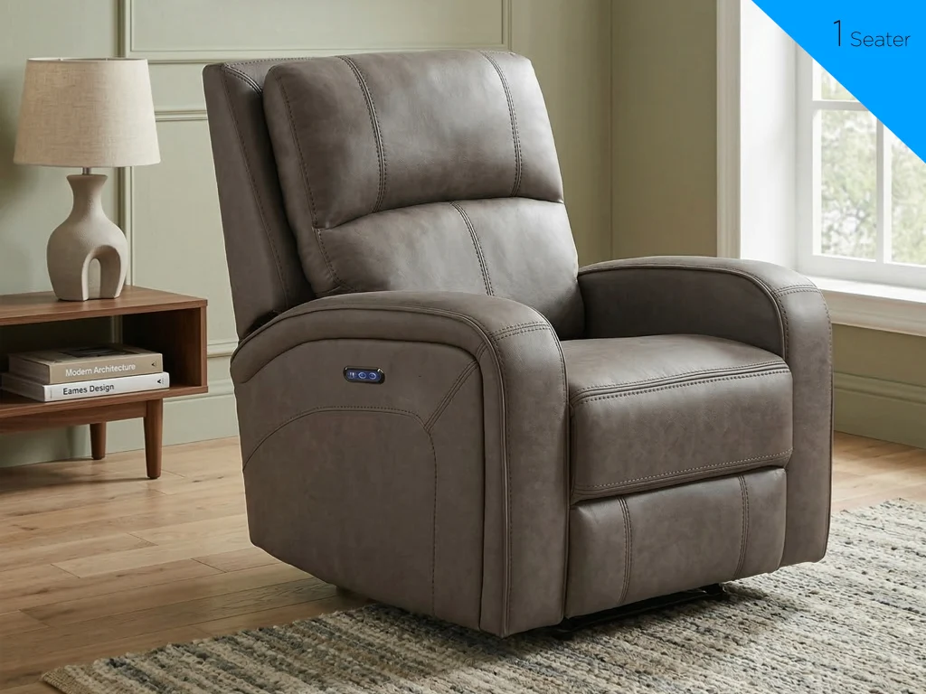 Silverton Fabric Electric Recliner Armchair In Taupe