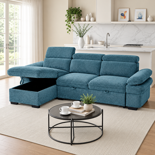 New York Universal Corner Sofabed In Blue