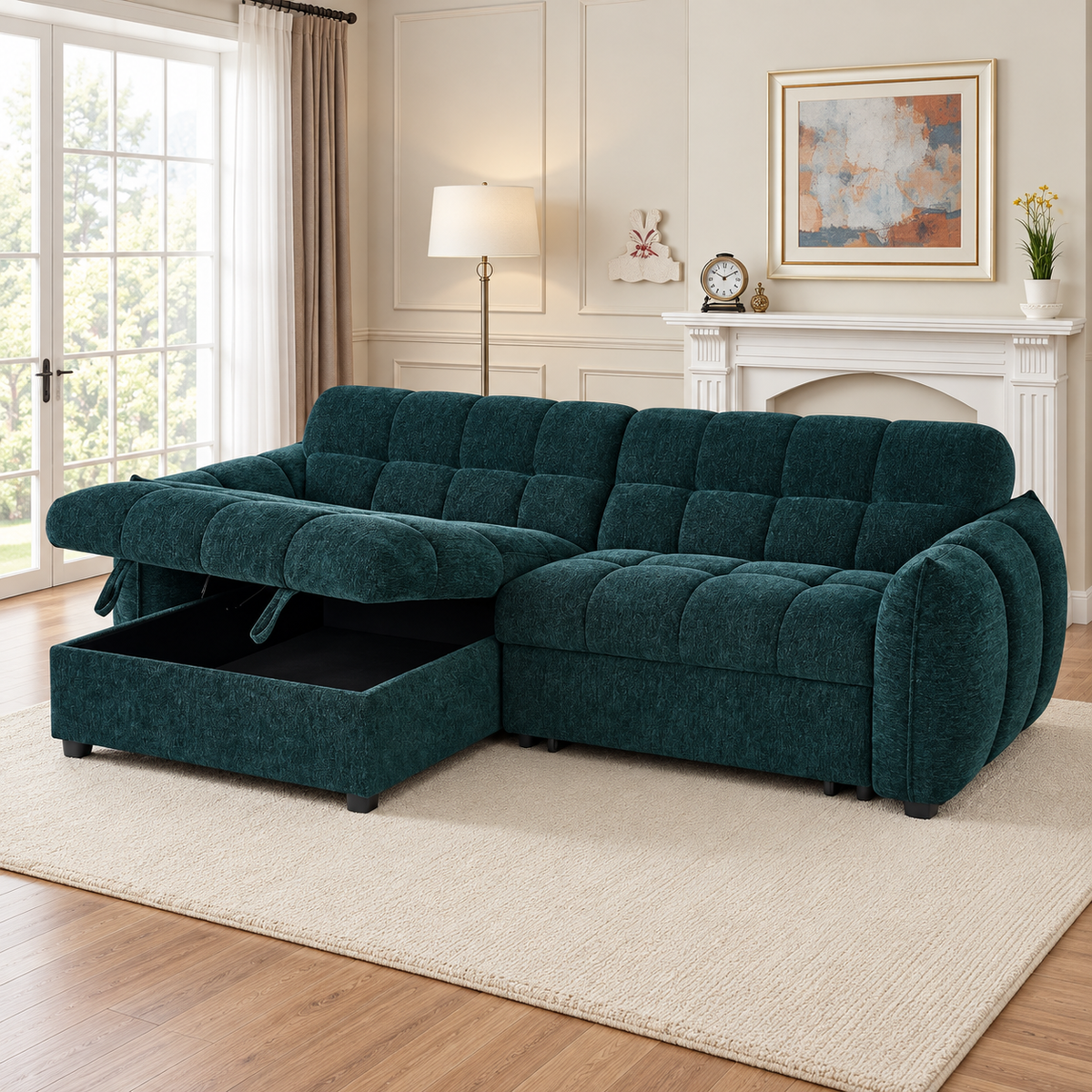 Florida Corner Sofa Bed In Teal