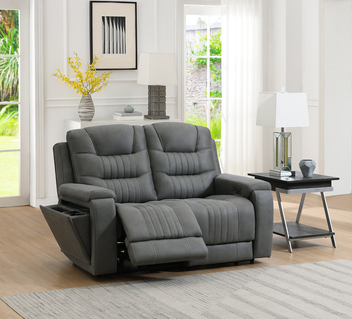Sloane 2 Seater Power Recliner In Grey available at Sofa Emporium Retford