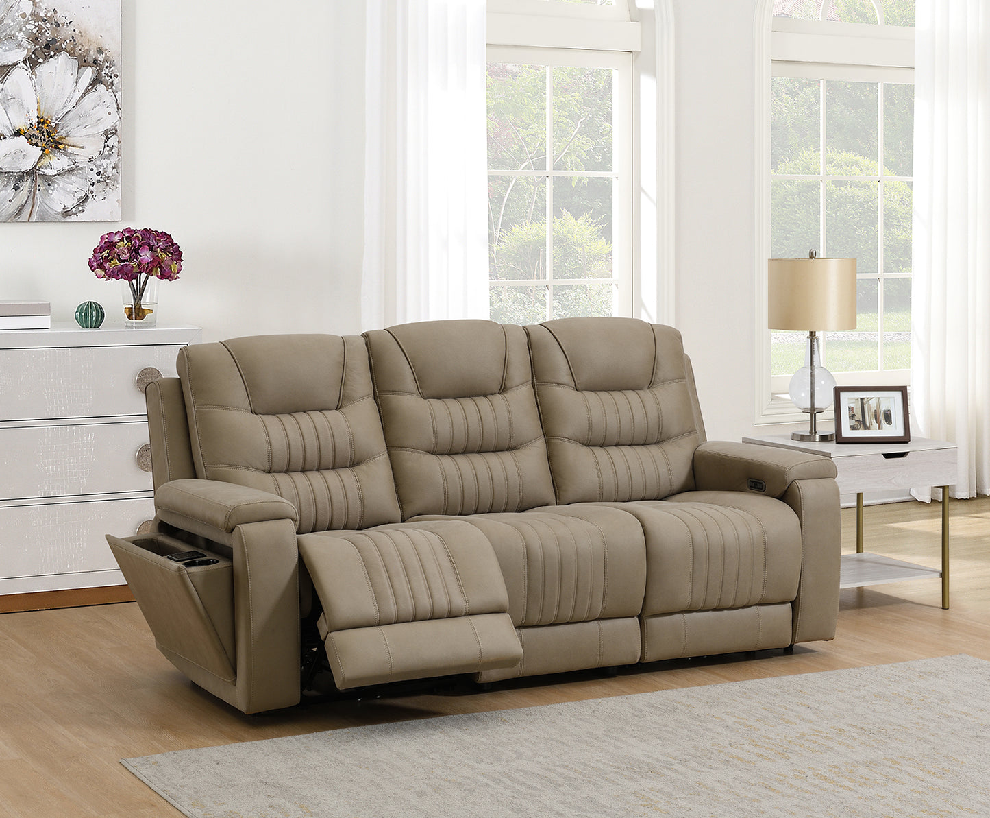 Sloane 3 Seater Power Recliner In Stone buy now at Sofa Emporium Retford