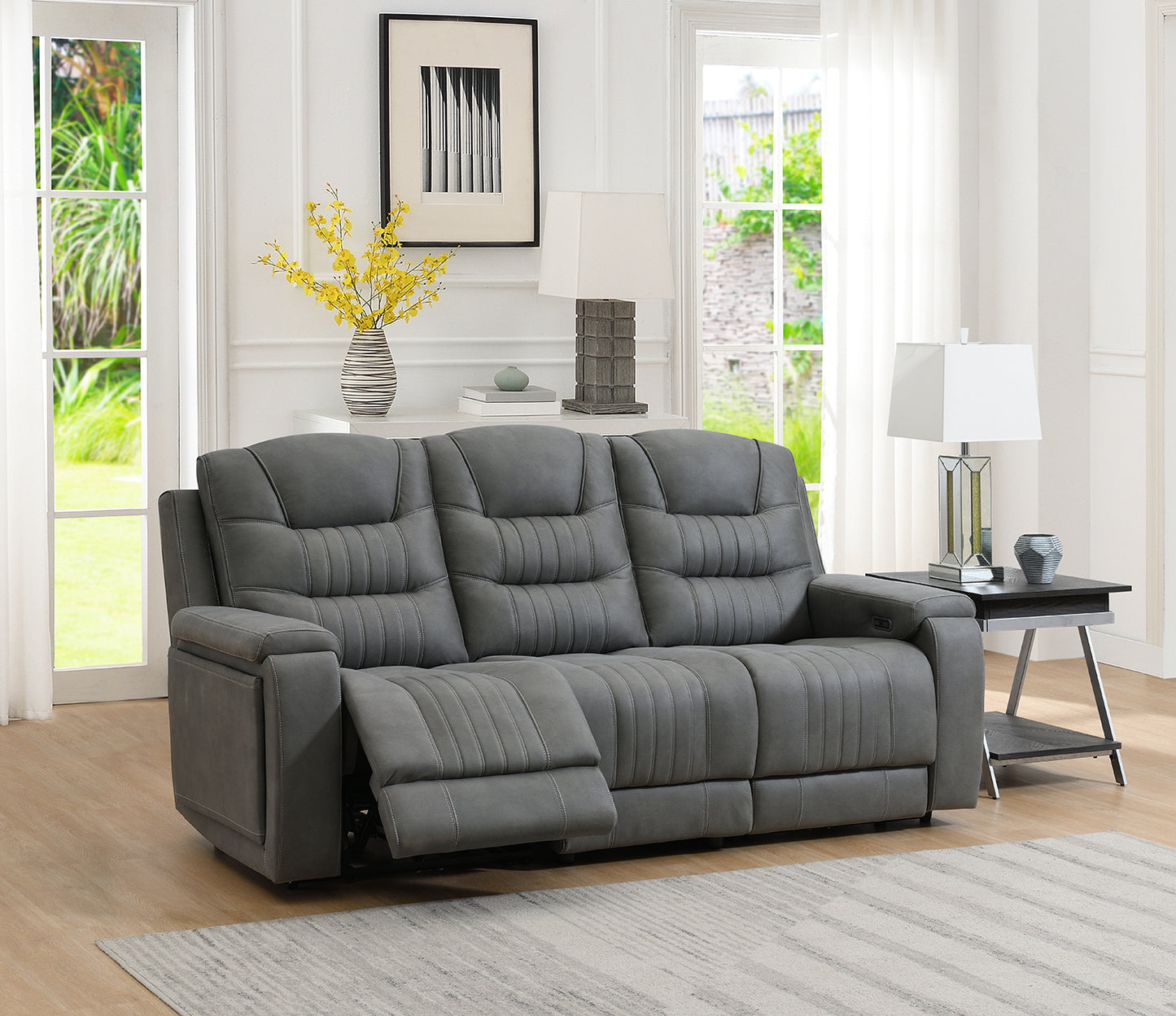 Sloane 3 Seater Power Recliner In Grey buy now at Sofa Emporium Retford