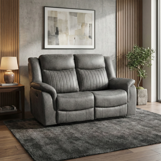 Darlington 2 Seater Manual Recliner Sofa In Grey
