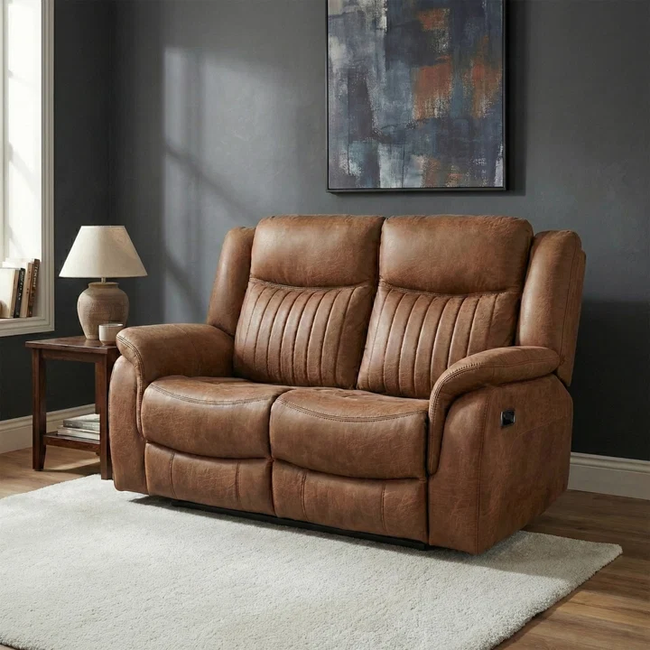 Darlington Fabric Manual Recliner 2 Seater In Tan