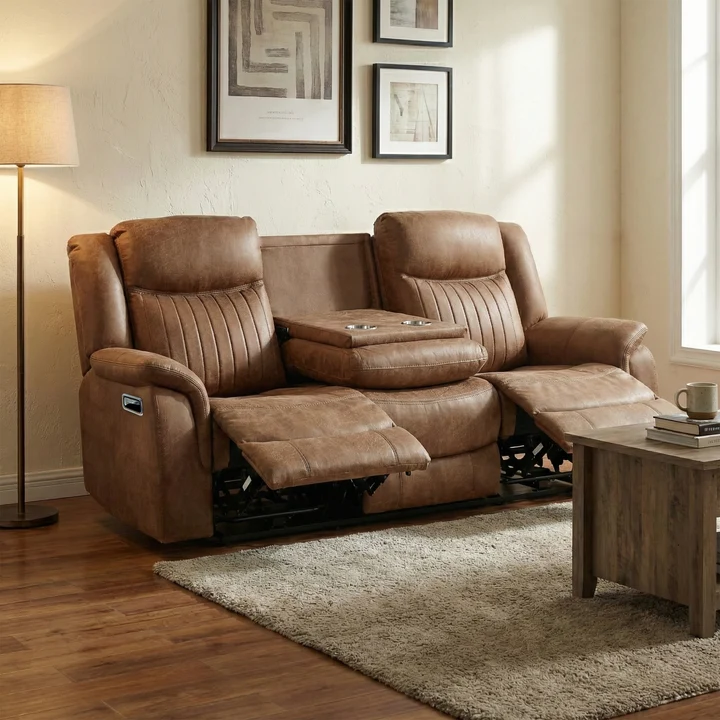 Darlington Fabric Manual Recliner 3 Seater In Tan