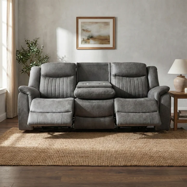 Darlington 3 Seater Manual Recliner Sofa In Grey
