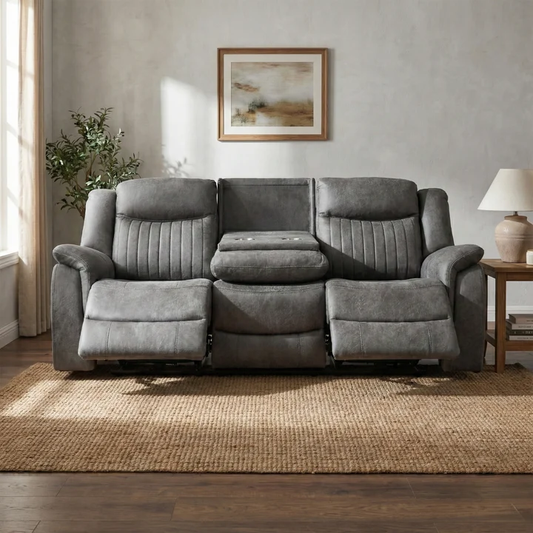 Darlington 3 Seater Manual Recliner Sofa In Grey