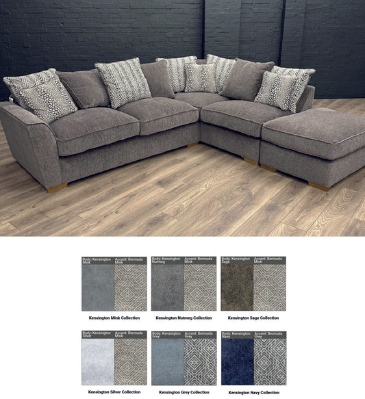 Dorchester Right Hand Pillow Back Chaise Corner Sofa In Kensington Grey