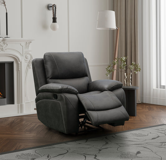 Isobella Manual Recliner Arm Chair In Charcoal