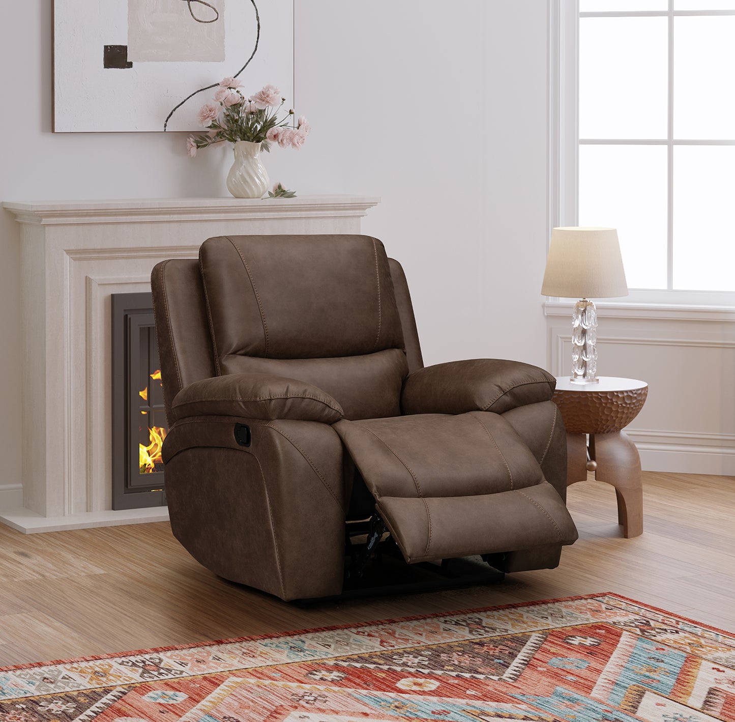 Isobella Manual Recliner Arm Chair In Brown