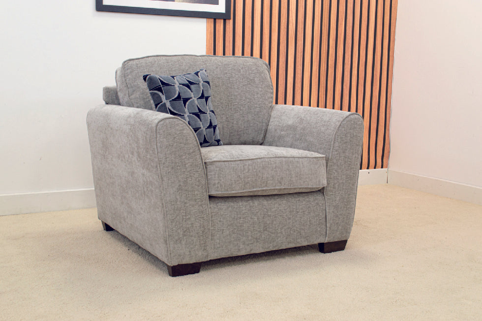 Roma - Fabric Armchair - Light Grey