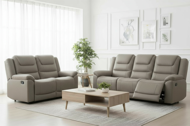 Stratus 3+2 Recliner Sofa Set In Dove Available at Sofa Emporium Retford